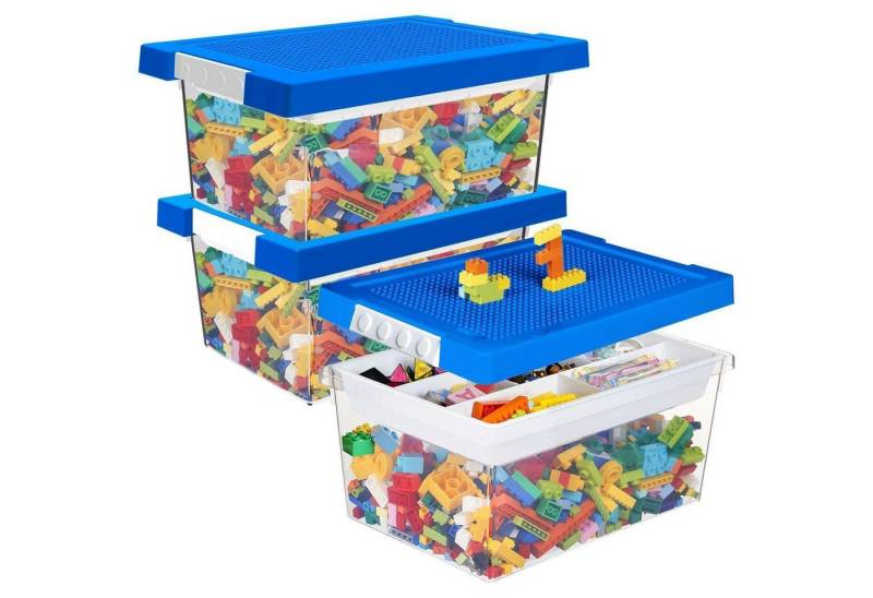 LuxusKollektion Aufbewahrungsbox Aufbewahrungsbox Spielzeug Deckel Tablett Bauplatte 3pcs-dunkelblau von LuxusKollektion