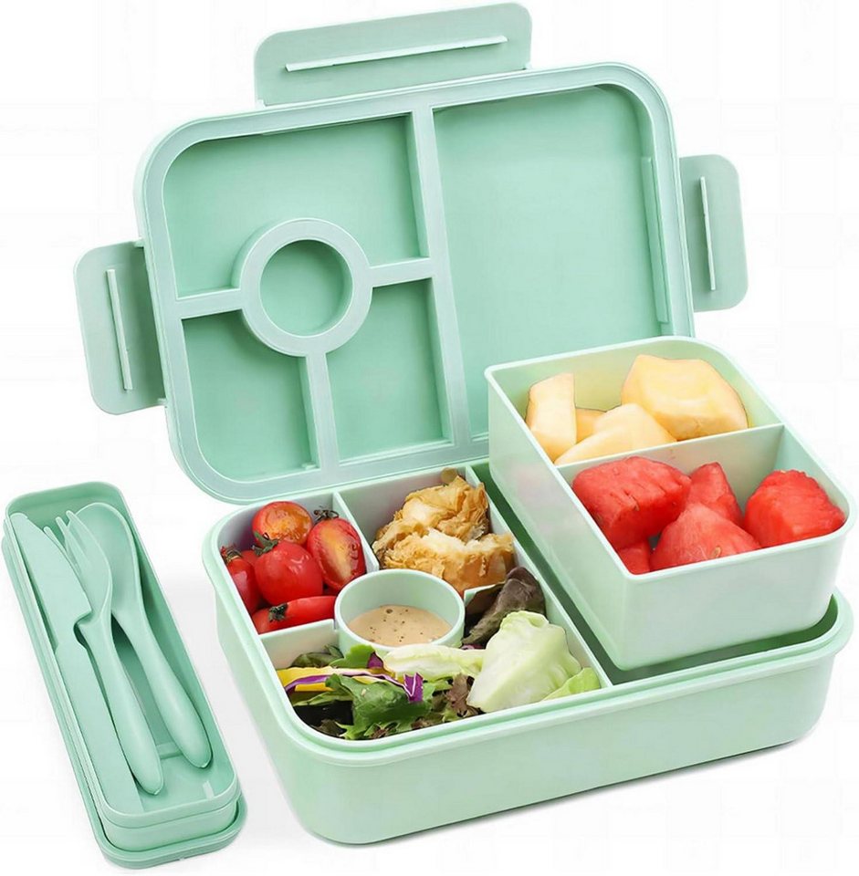 LuxusKollektion Aufbewahrungsbox Brotdose Kinder Lunchbox mit 5 Fächern 1300ML auslaufsicher Bento Box von LuxusKollektion