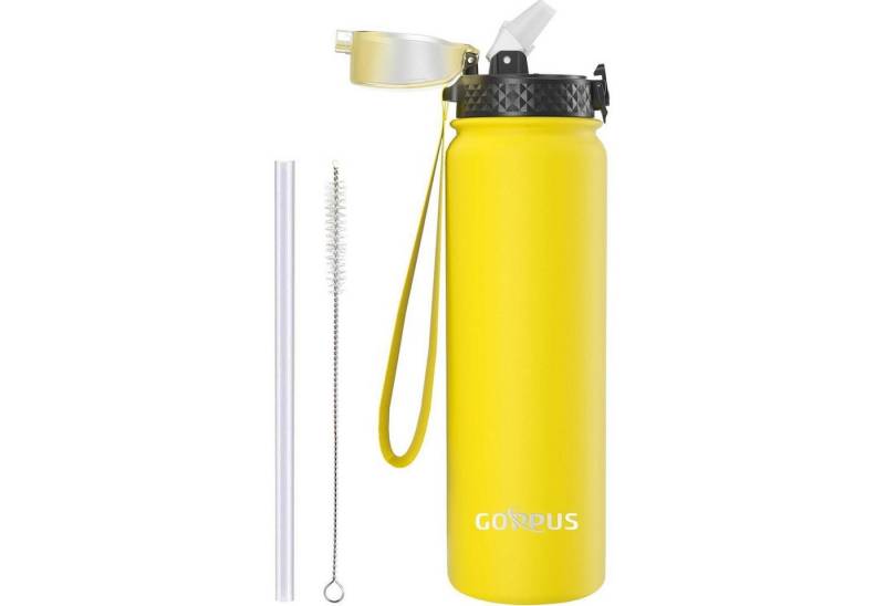 LuxusKollektion Aufbewahrungsbox Trinkflasche 1L Edelstahl Doppelschicht Strohhalm BPAfrei Gelb 1000 ml LuxusKollektion Aufbewahrungsbox Trinkflasche 1L Edelstahl Doppelschicht Strohhalm BPAfrei Gelb 1000 ml von LuxusKollektion