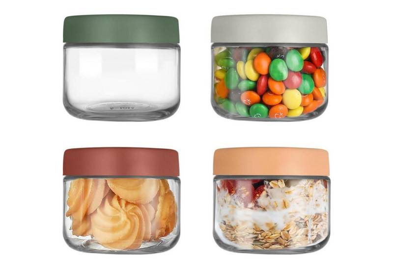 LuxusKollektion Aufbewahrungsdose 4 Pack 300ml Einmachgläser mit Schraubdeckel für Overnight von LuxusKollektion