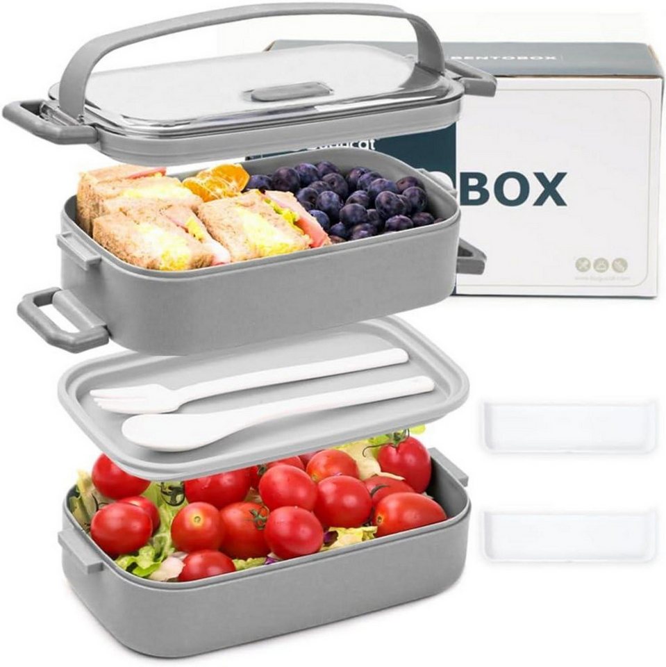 LuxusKollektion Aufbewahrungsdose Bugucat 3 in 1 Lunchbox 1600ML Bento Box Auslaufsicher Luftdicht mit LuxusKollektion Aufbewahrungsdose Bugucat 3 in 1 Lunchbox 1600ML Bento Box Auslaufsicher Luftdicht mit von LuxusKollektion