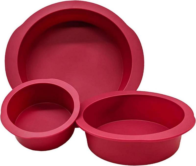 LuxusKollektion Back-Set 3er Set Silikon Backformen Rund 10+15+20cm - Antihaft Kuchenform von LuxusKollektion