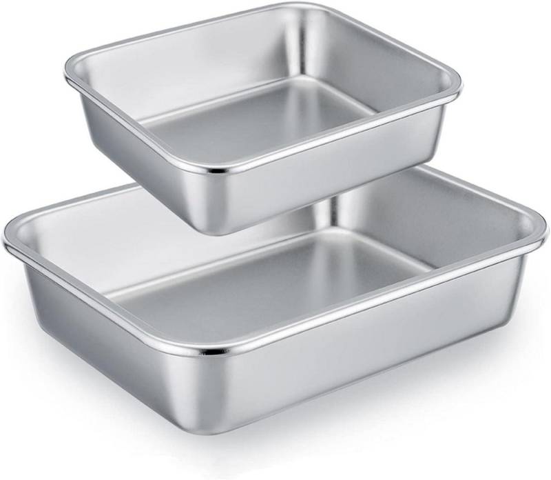 LuxusKollektion Back-Set Auflaufform 2er Set Edelstahl Rechteckig Backform Lasagne Brownie von LuxusKollektion