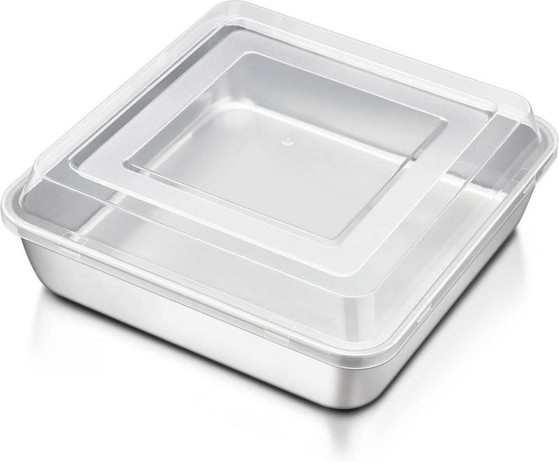 LuxusKollektion Back-Set Auflaufform Edelstahl 24x24x5cm mit Deckel Quadratische Backform von LuxusKollektion