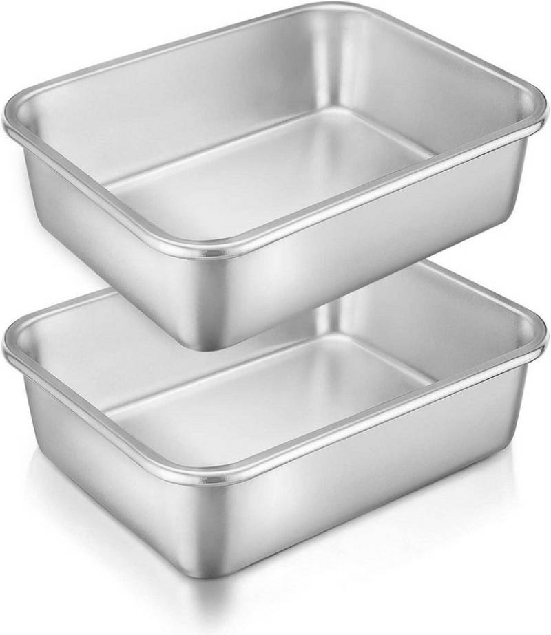 LuxusKollektion Back-Set Auflaufform Set Edelstahl Rechteckig Kuchenform 27x21x8 cm von LuxusKollektion