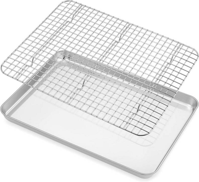 LuxusKollektion Back-Set Backblech Abkühlgitter Edelstahl Groß Backform Rechteckig Ofenblech von LuxusKollektion