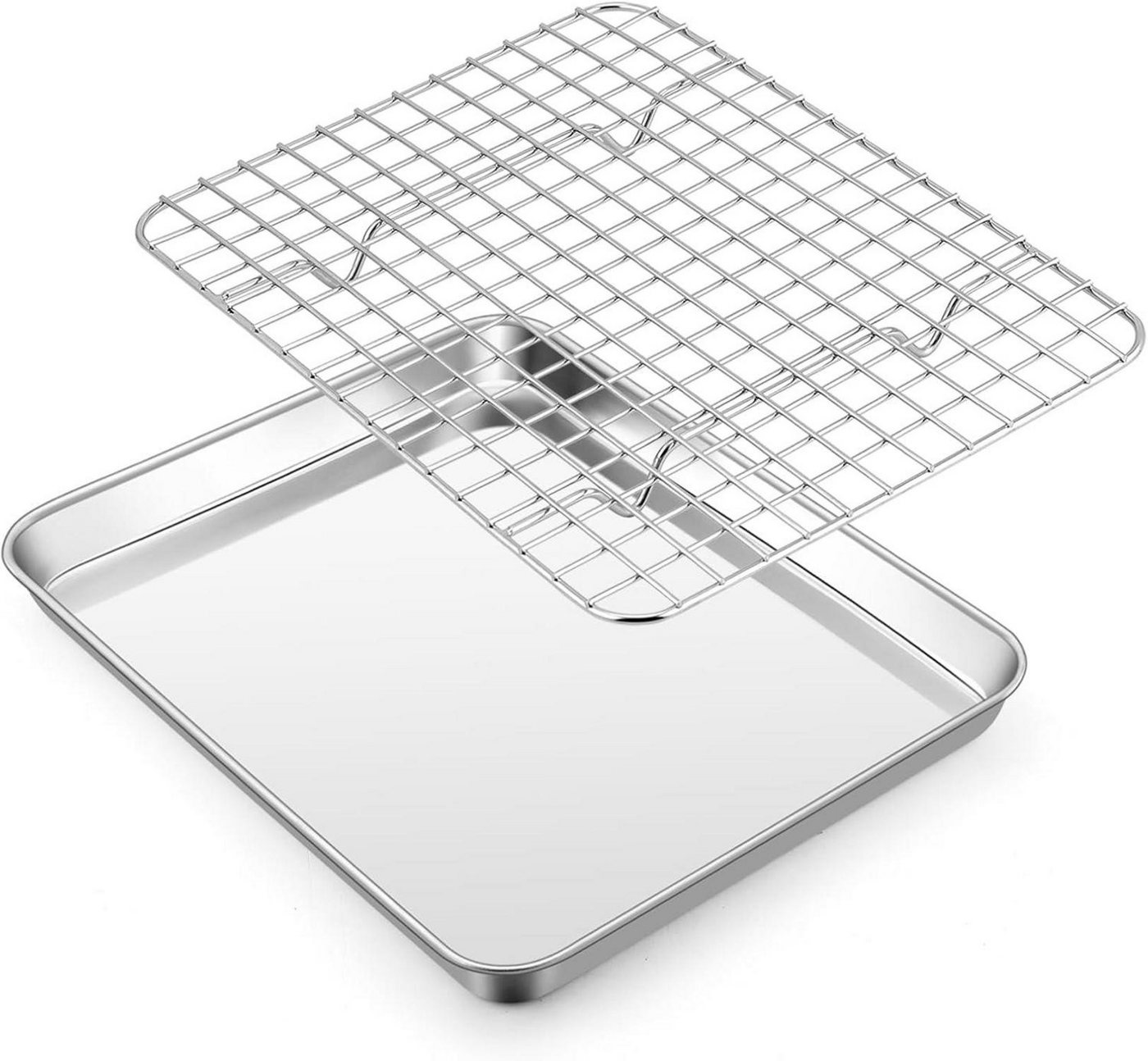 LuxusKollektion Back-Set Backblech Auskühlgitter Set Edelstahl Klein Rechteckig Backform von LuxusKollektion