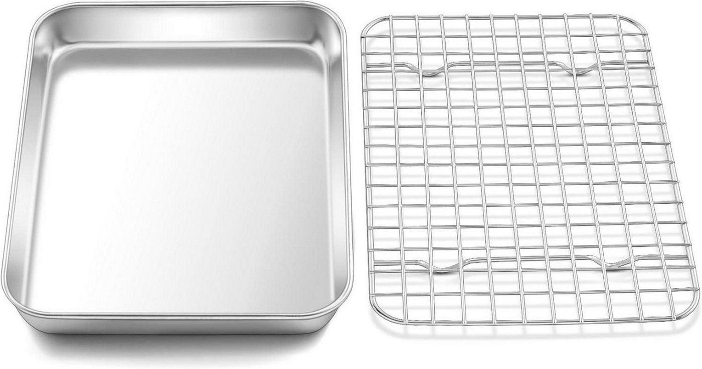 LuxusKollektion Back-Set Backblech mit Abkühlgitter und Mini Backform Set 23,7x17,7x2,5cm von LuxusKollektion