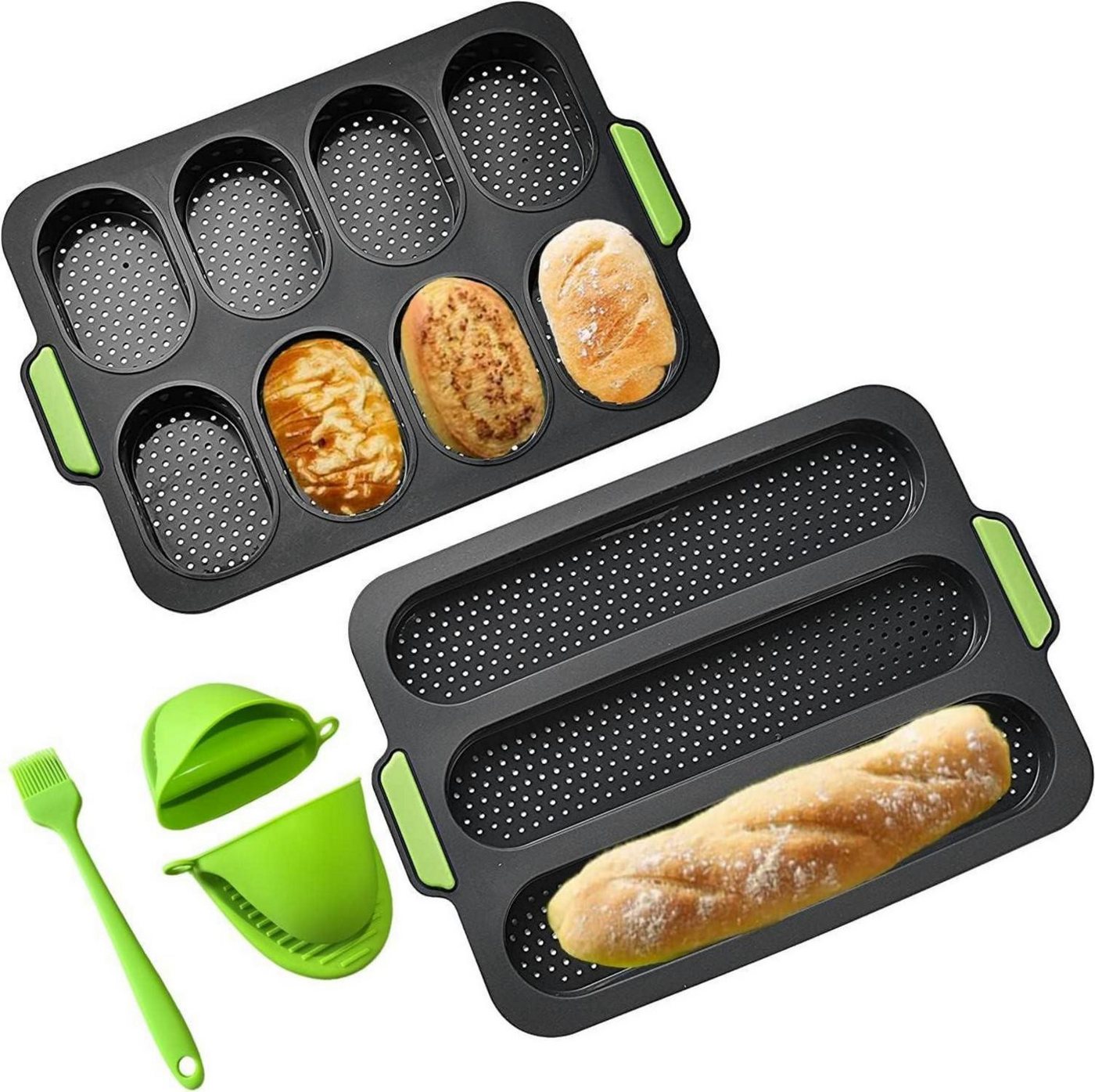 LuxusKollektion Back-Set Backform Baguette Backblech Brötchen Brotbackformen Isolationshandclip von LuxusKollektion