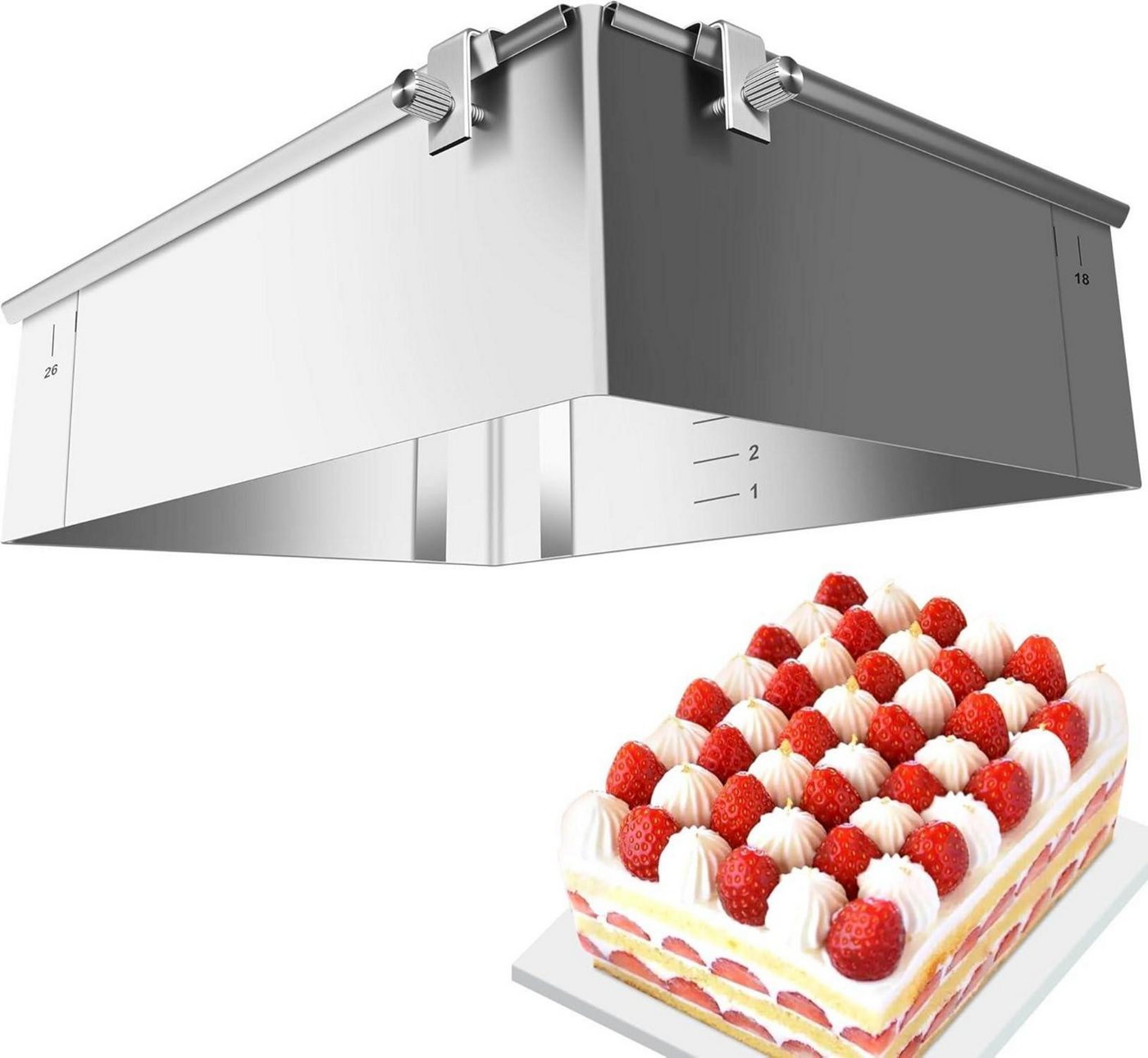 LuxusKollektion Back-Set Backrahmen 8 cm verstellbar Edelstahl quadratische Kuchenform SEO LuxusKollektion Back-Set Backrahmen 8 cm verstellbar Edelstahl quadratische Kuchenform SEO von LuxusKollektion