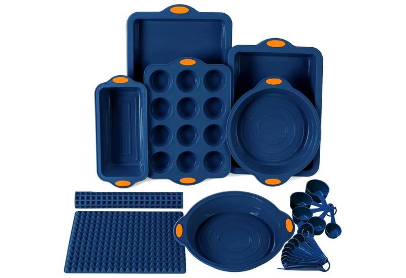 LuxusKollektion Back-Set Backset Silikonformen Backmatten Backblech Backform 8 Pieces Navy Blue von LuxusKollektion