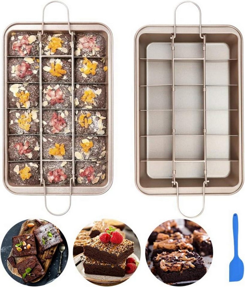 LuxusKollektion Back-Set Brownie Backform mit Trennwänden und Spatula 31x20x3.7 cm von LuxusKollektion