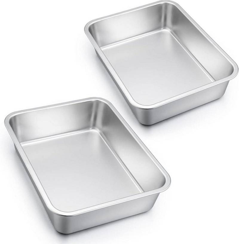 LuxusKollektion Back-Set Edelstahl Auflaufform Set Rechteckig 2er Ofenform Lasagne Brownie von LuxusKollektion