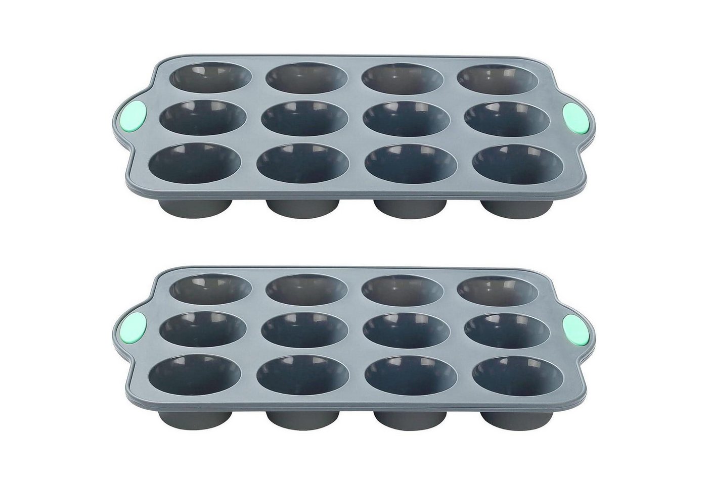 LuxusKollektion Back-Set Muffinform Silikon 2er 12Tassen 2 Pack 12 Cups Muffin Pan Light Grey von LuxusKollektion