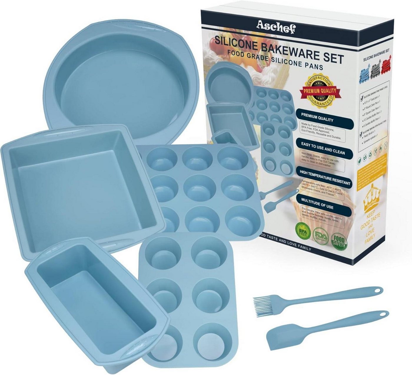 LuxusKollektion Back-Set Silikon Backformen Set Antihaft Hitzebeständig Brot Kuchen Muffin von LuxusKollektion