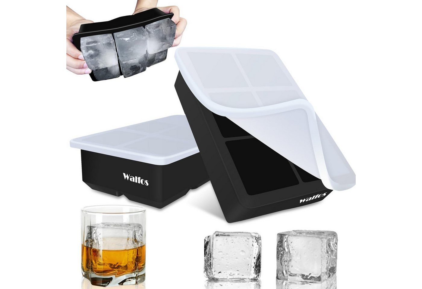 LuxusKollektion Back-Set Silikon-Eiswürfelform 2er-Pack große Eiswürfel flexibel BPA-frei LuxusKollektion Back-Set Silikon-Eiswürfelform 2er-Pack große Eiswürfel flexibel BPA-frei von LuxusKollektion