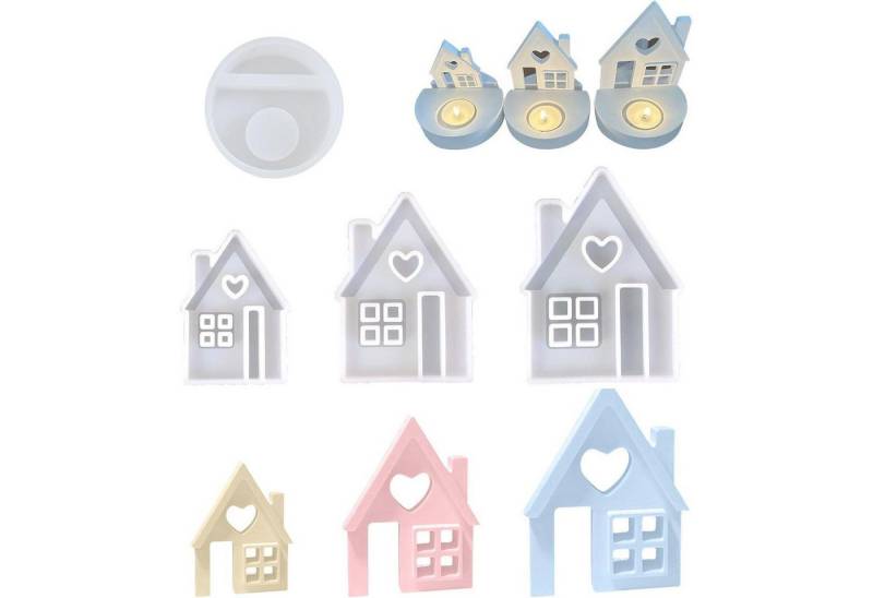 LuxusKollektion Back-Set Silikonformen Kerzenformen Häuser 3D Fenster Seife Gips J(Häuser) von LuxusKollektion