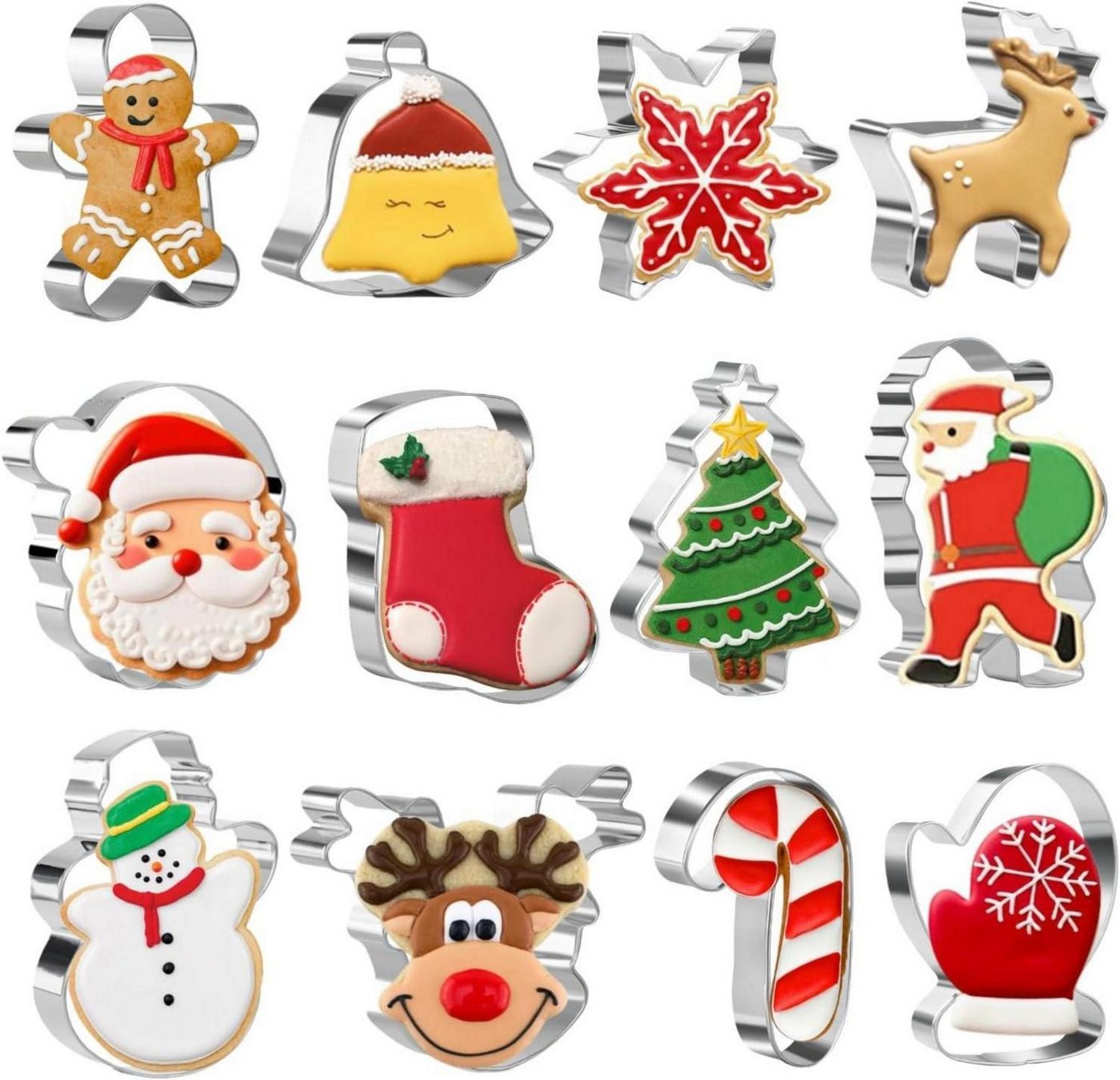 LuxusKollektion Back-Set Weihnachts Ausstecher Set 12 Stück Edelstahl Lebkuchenmann von LuxusKollektion