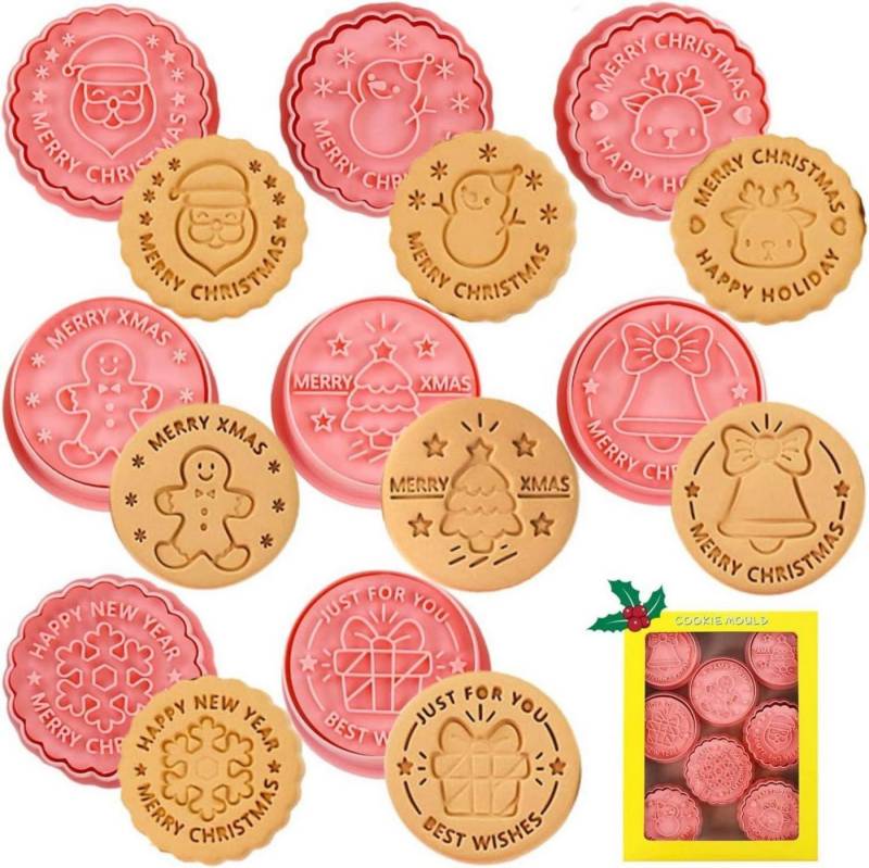 LuxusKollektion Back-Set Weihnachts-Ausstecher und Stempel Set – 8-teiliges Backformen-Set für von LuxusKollektion