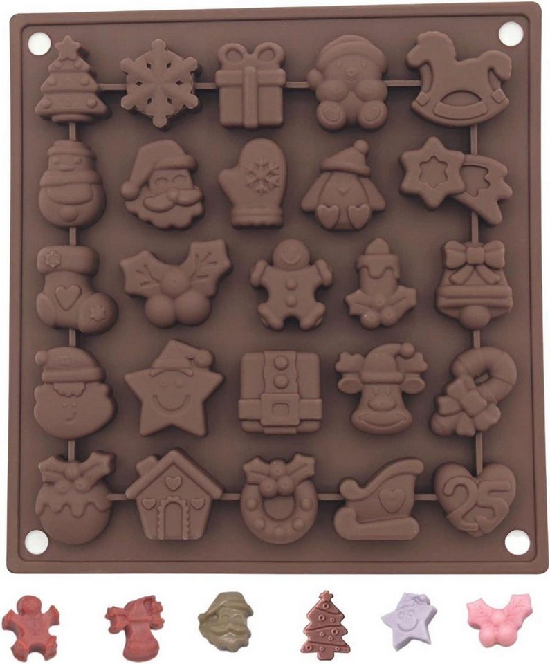 LuxusKollektion Back-Set Weihnachts-Schokoladenform Silikon 25 Mulden Antihaft Backform von LuxusKollektion
