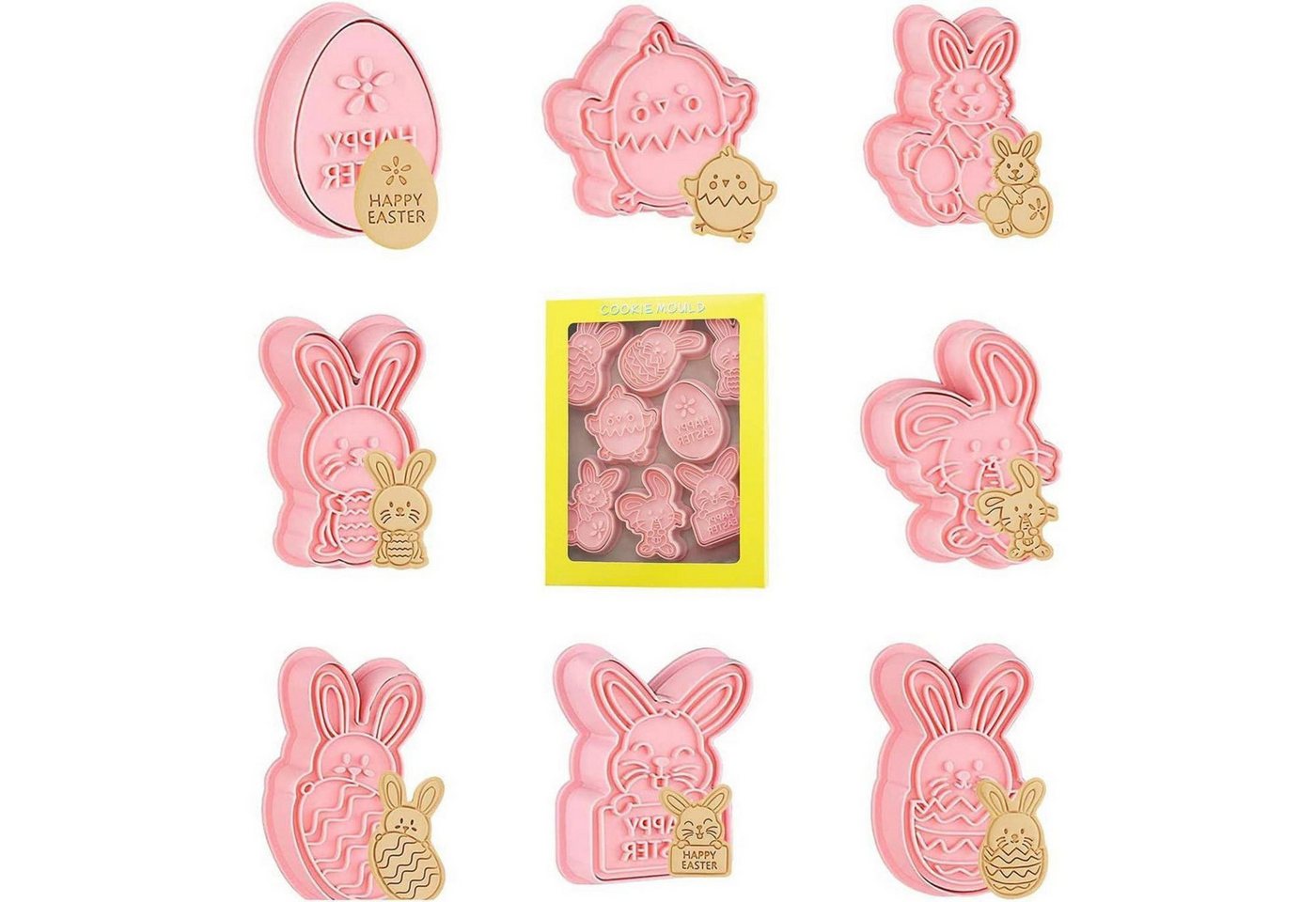LuxusKollektion Backform Ausstechförmchen Ostern 8 Stück Hase Set Keksausstecher 3D cookie von LuxusKollektion