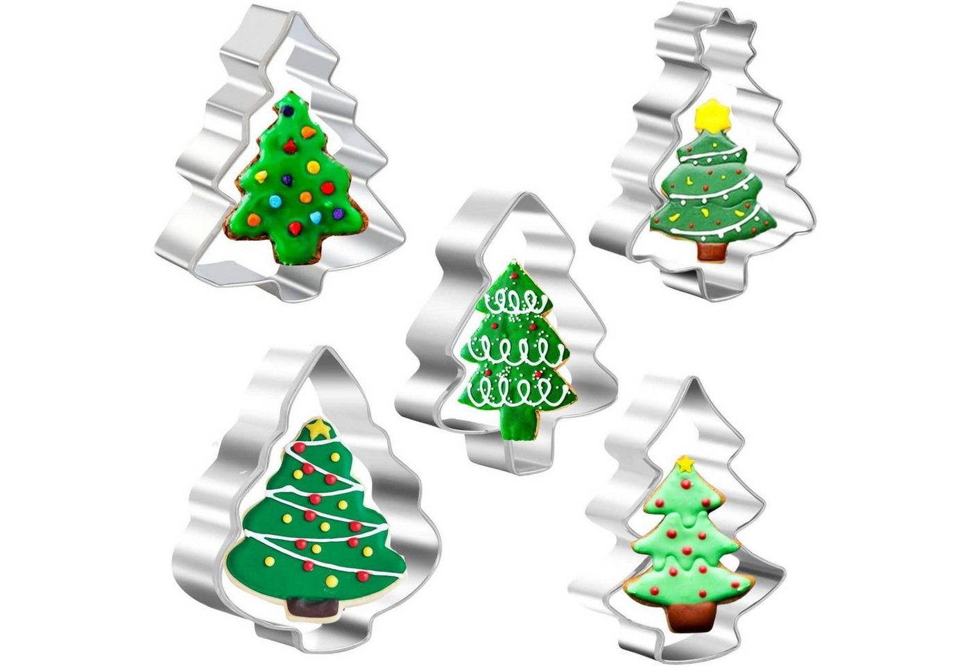 LuxusKollektion Backform Ausstechformen 5 Stück Edelstahl Gebäck Kekse Fondant Baum von LuxusKollektion