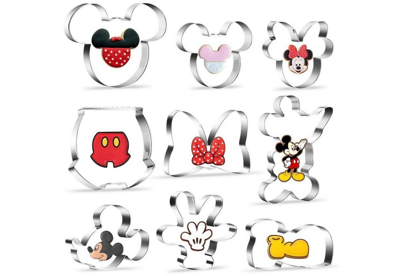 LuxusKollektion Backform Ausstechformen 9 Stück Edelstahl Ausstechformen Mickey Mouse von LuxusKollektion