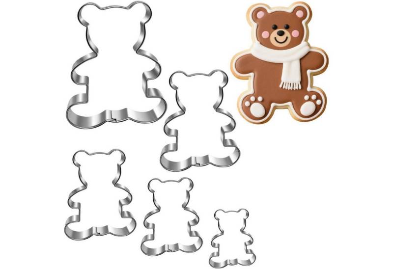 LuxusKollektion Backform Ausstechformen Edelstahl 5er Set Spülmaschinenfest Plätzchen Bären von LuxusKollektion