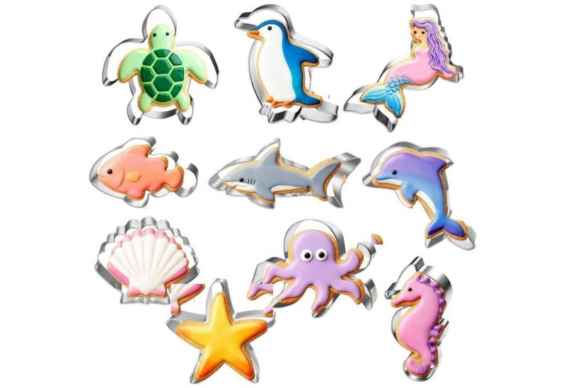 LuxusKollektion Backform Ausstechformen Meeresgeschöpf Edelstahl 10teilig Plätzchen Seegeweih von LuxusKollektion