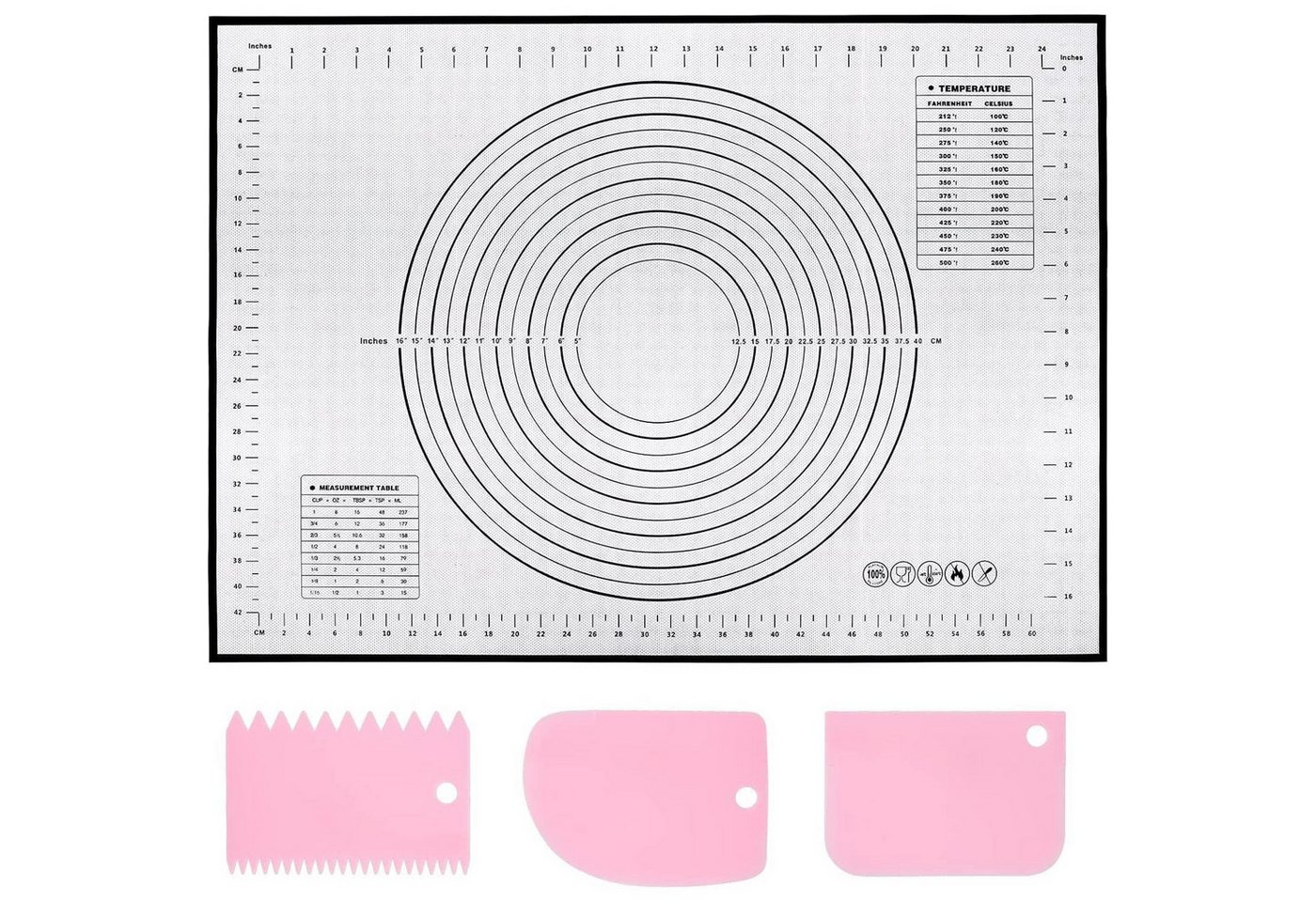 LuxusKollektion Backform Backmatte Silikon Antihaft Ausrollmatte Teigschaber Schwarz 60 x 40 cm von LuxusKollektion