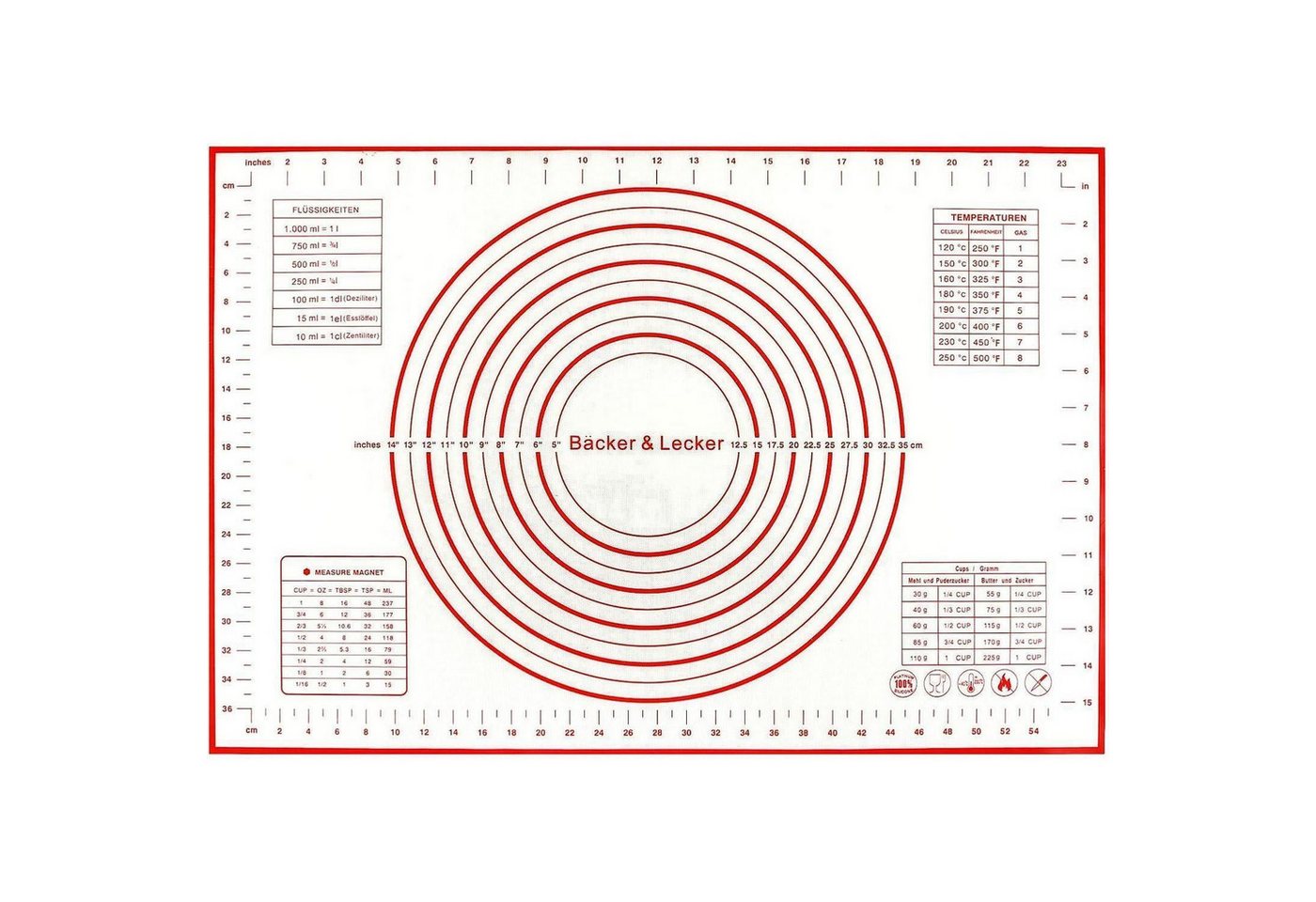 LuxusKollektion Backform Backmatte Silikon Ausrollmatte 62x42cm Teig Fondant BPAfrei 62 X 42 CM von LuxusKollektion