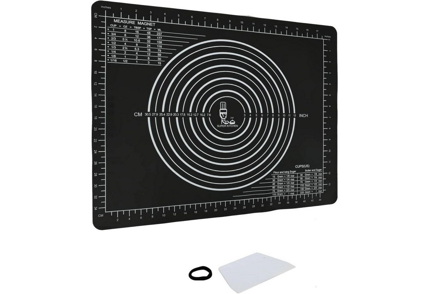 LuxusKollektion Backform Backmatte Silikon Ausrollmatte Teigunterlage Pizza Schwarz 50 x 40 cm von LuxusKollektion