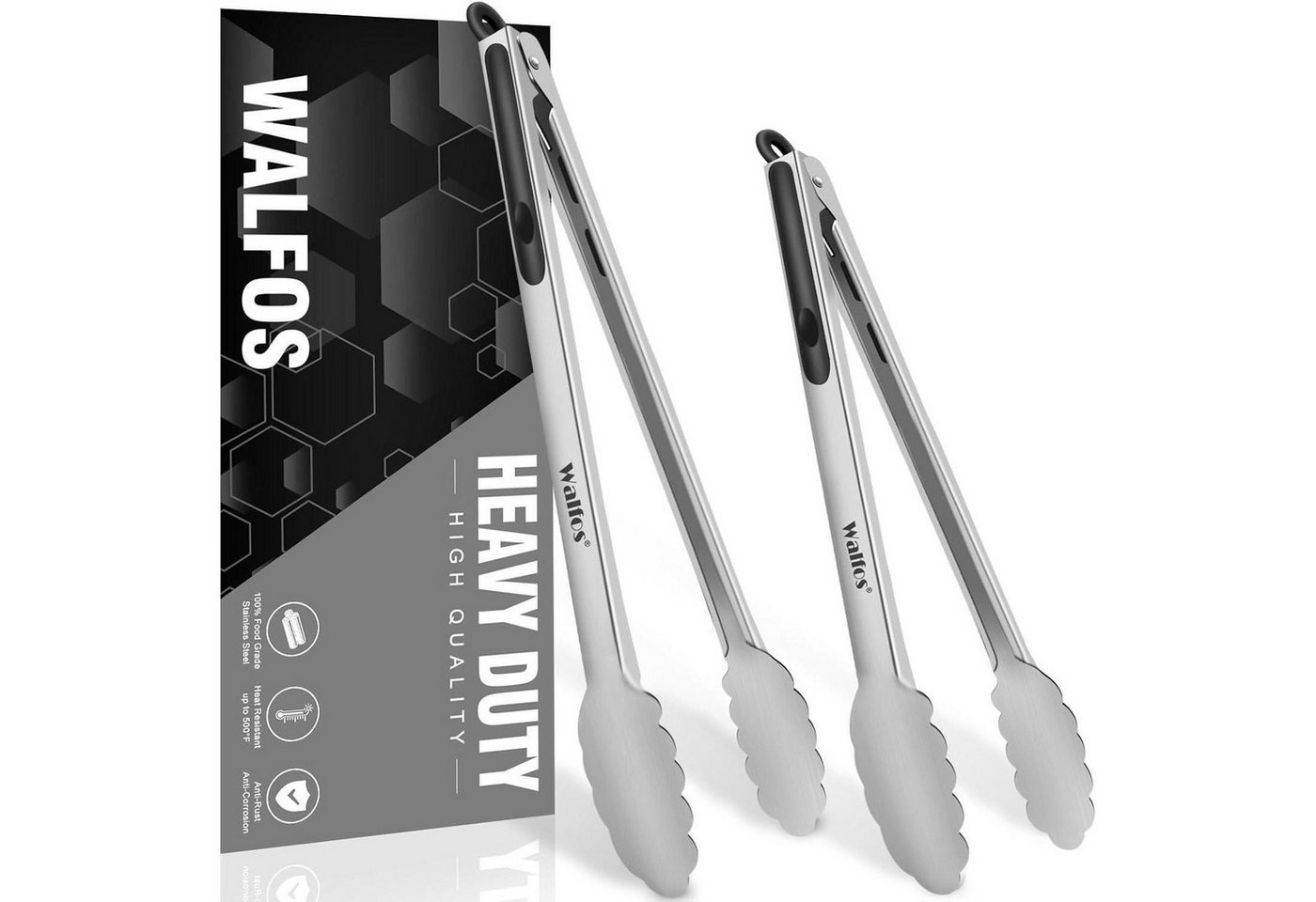 LuxusKollektion Backform Grillzange Kochzange Edelstahl 30.5cm 23cm Grill Silberfarben von LuxusKollektion