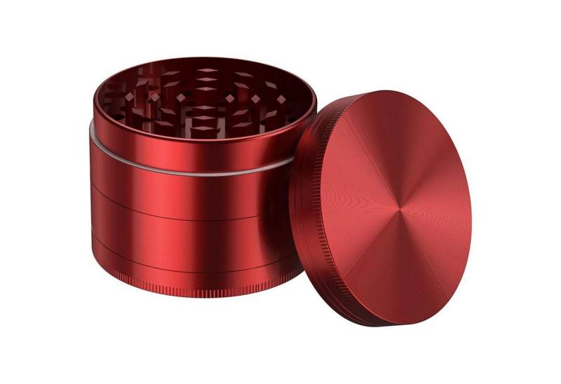 LuxusKollektion Backform Grinder Kräutermühle Pollen Scraper 75mm 4teilig Rot von LuxusKollektion