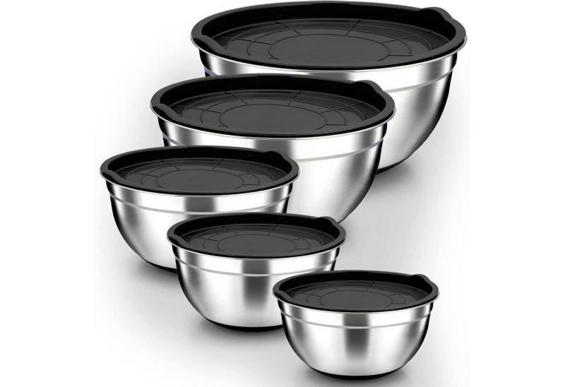 LuxusKollektion Backform Rührschüssel Set Edelstahl 5teilig Schwarz Mit Silikonboden von LuxusKollektion