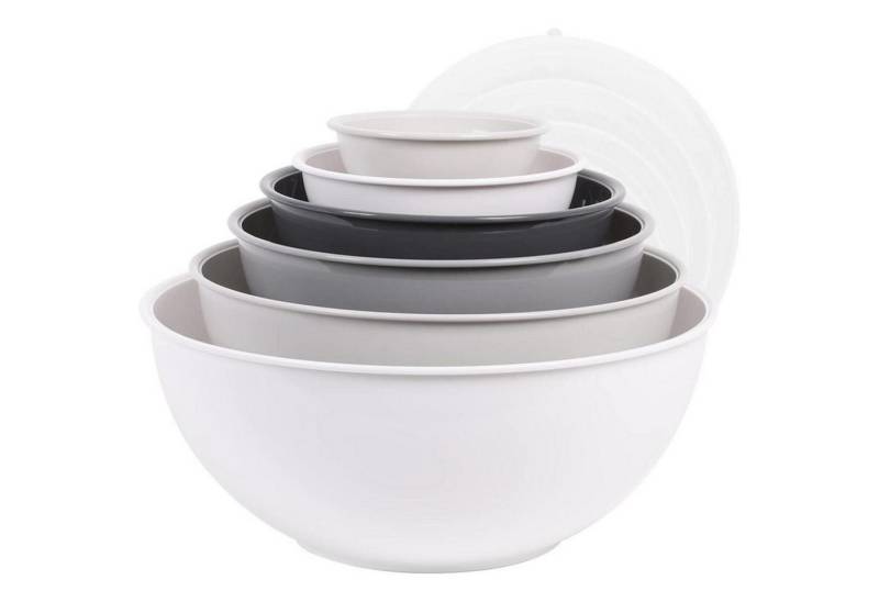 LuxusKollektion Backform Rührschüsseln Deckel 12er Pack rutschfest stapelbar Weiß Grau von LuxusKollektion