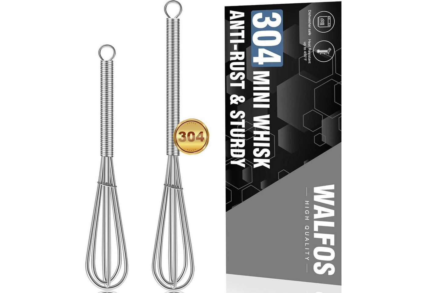 LuxusKollektion Backform Schneebesen Edelstahl 2Stück 13+18cm Mini Rostfreier Stahl von LuxusKollektion