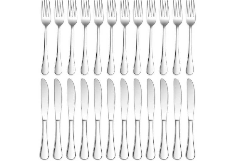 LuxusKollektion Backform Steakbesteck Edelstahl 24teilig Messer Gabeln 24 Runder Griff von LuxusKollektion