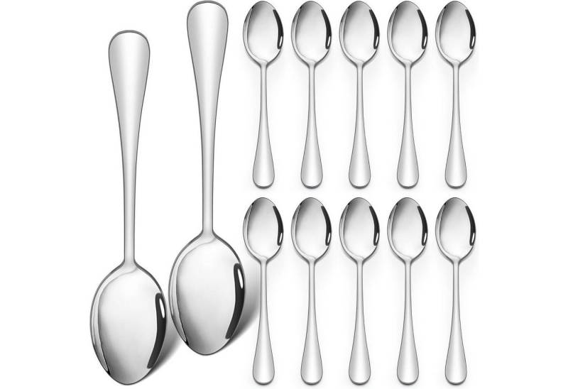 LuxusKollektion Backform Teelöffel 12 Stück Edelstahl Set spülmaschinenfest Runder Griff von LuxusKollektion