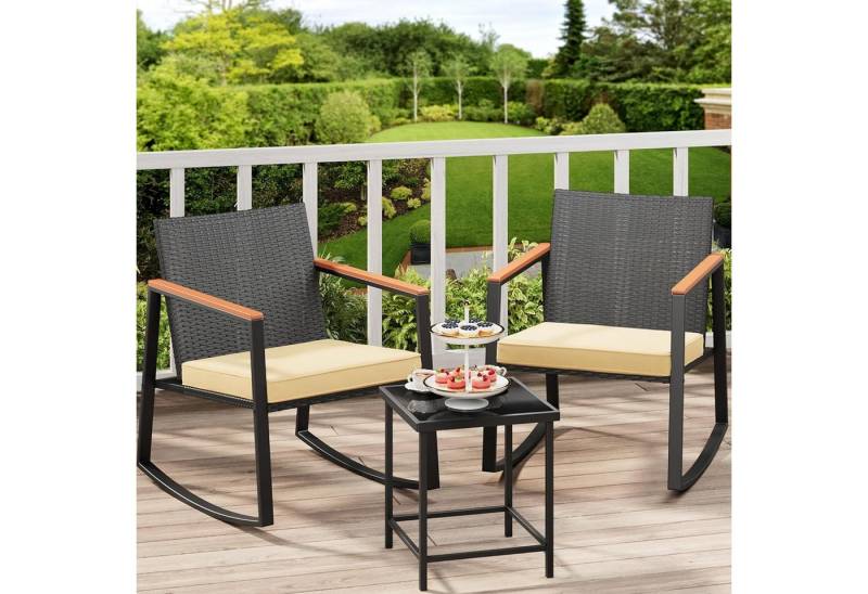 LuxusKollektion Balkonset 3-teiliges Gartenmöbel-Set Rattan Beige Terrasse Balkon von LuxusKollektion