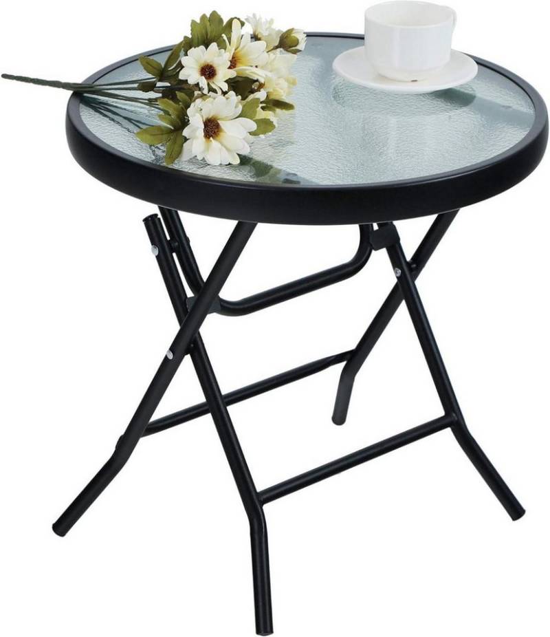 PHI VILLA Balkonset Klappbarer Beistelltisch Glas Metall Gartentisch Balkontisch von PHI VILLA