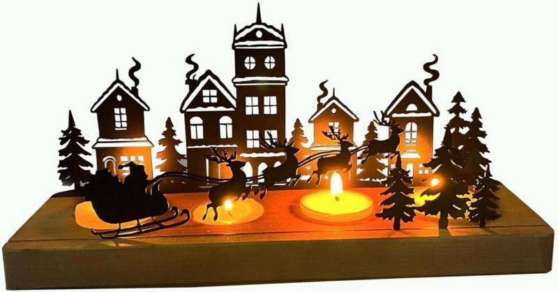 LuxusKollektion Baumbehang Advent Kerzenhalter Metall Holz Weihnachtsdeko Teelichthalter 28 x von LuxusKollektion