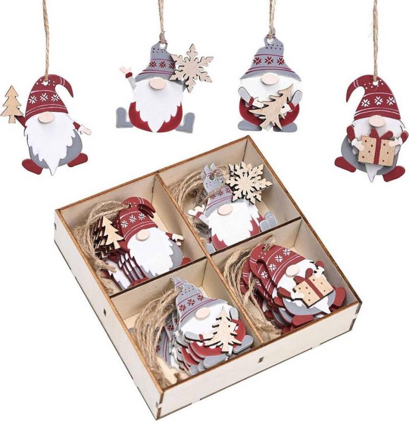 LuxusKollektion Baumbehang Holz Weihnachtsanhänger Traditionelles Thema 24 Stück 6cm Rot von LuxusKollektion