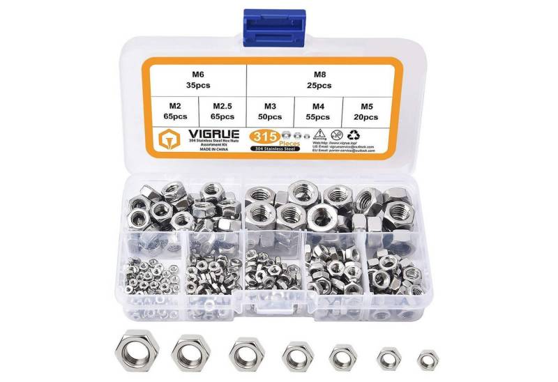 LuxusKollektion Bauschlüssel Sechskantmuttern Kontermutter Edelstahl selbstsichernd M2 M3 315 Stück LuxusKollektion Bauschlüssel Sechskantmuttern Kontermutter Edelstahl selbstsichernd M2 M3 315 Stück von LuxusKollektion