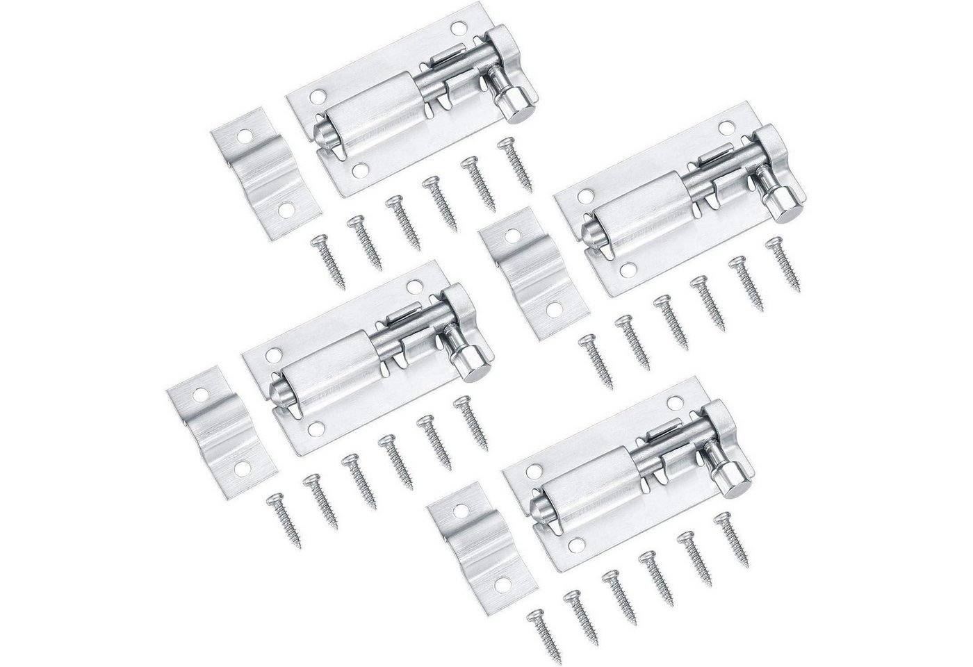 LuxusKollektion Bauschlüssel Türriegel 4er-Set Edelstahl Schnappriegel für Gartentor und Tür von LuxusKollektion