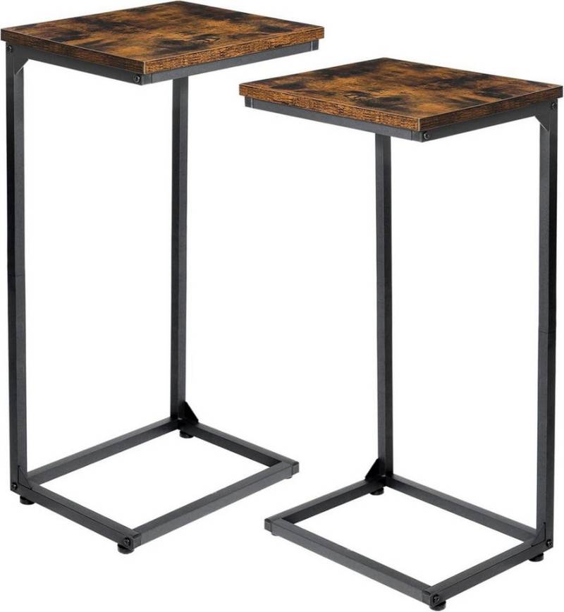 LuxusKollektion Beistelltisch Beistelltisch 2er Set C Form Couchtisch Holz Braun Metallgestell von LuxusKollektion