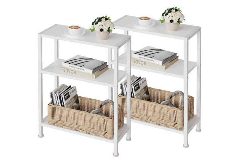 LuxusKollektion Beistelltisch Beistelltisch 2er Set klein schmal Nachttisch Sofa weiß Weiß Weiß von LuxusKollektion