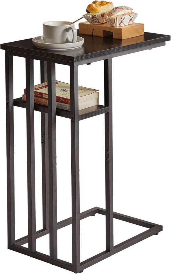 LuxusKollektion Beistelltisch Beistelltisch C-Form Laptoptisch Rollen Metallgestell Industrie-Design von LuxusKollektion