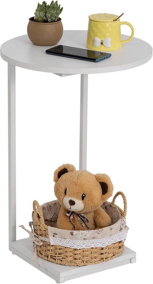 LuxusKollektion Beistelltisch Beistelltisch C-förmig Rund 40x40x60cm Metall Holz von LuxusKollektion