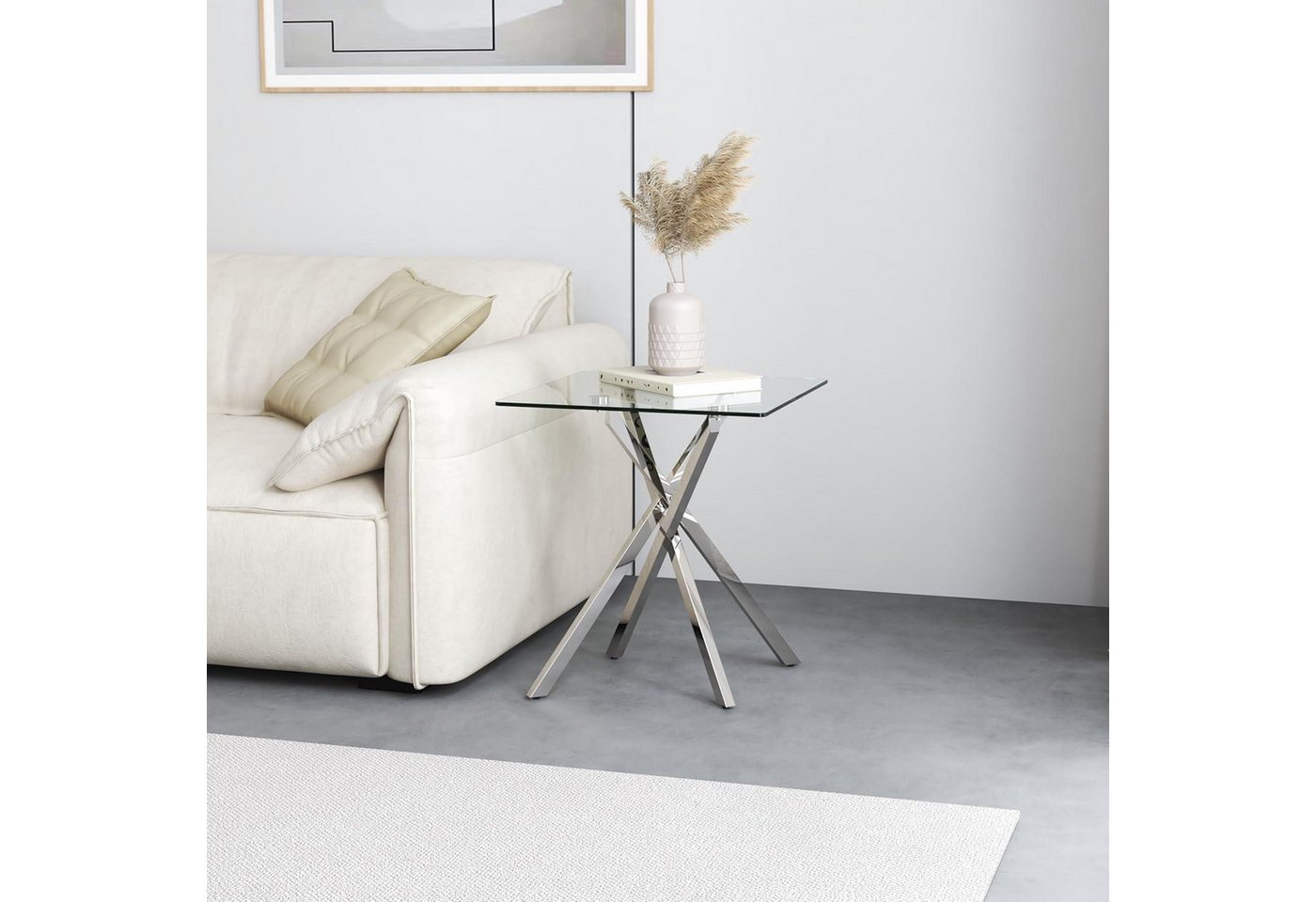 LuxusKollektion Beistelltisch Beistelltisch Glas Couchtisch Modern Metallbeine Silber 40x40x50cm LuxusKollektion Beistelltisch Beistelltisch Glas Couchtisch Modern Metallbeine Silber 40x40x50cm von LuxusKollektion